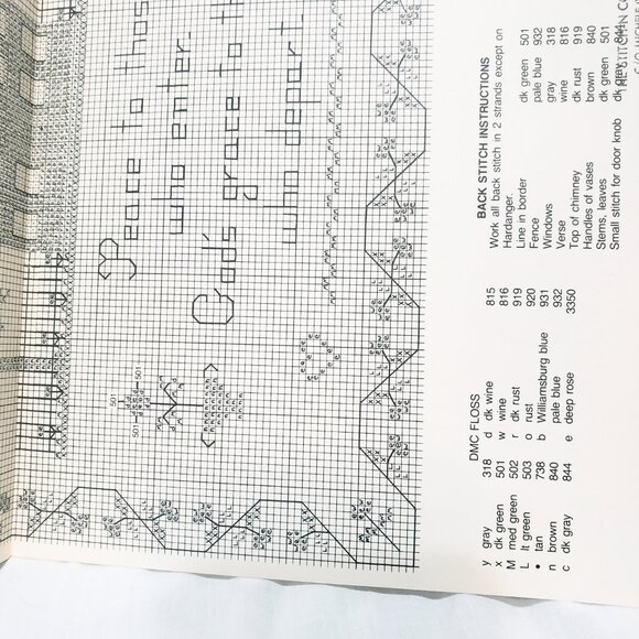 A Colonial Sampler Pattern Cross Stitch Leaflet Country Crafts Pat Waters 1982 - Picture 3 of 3